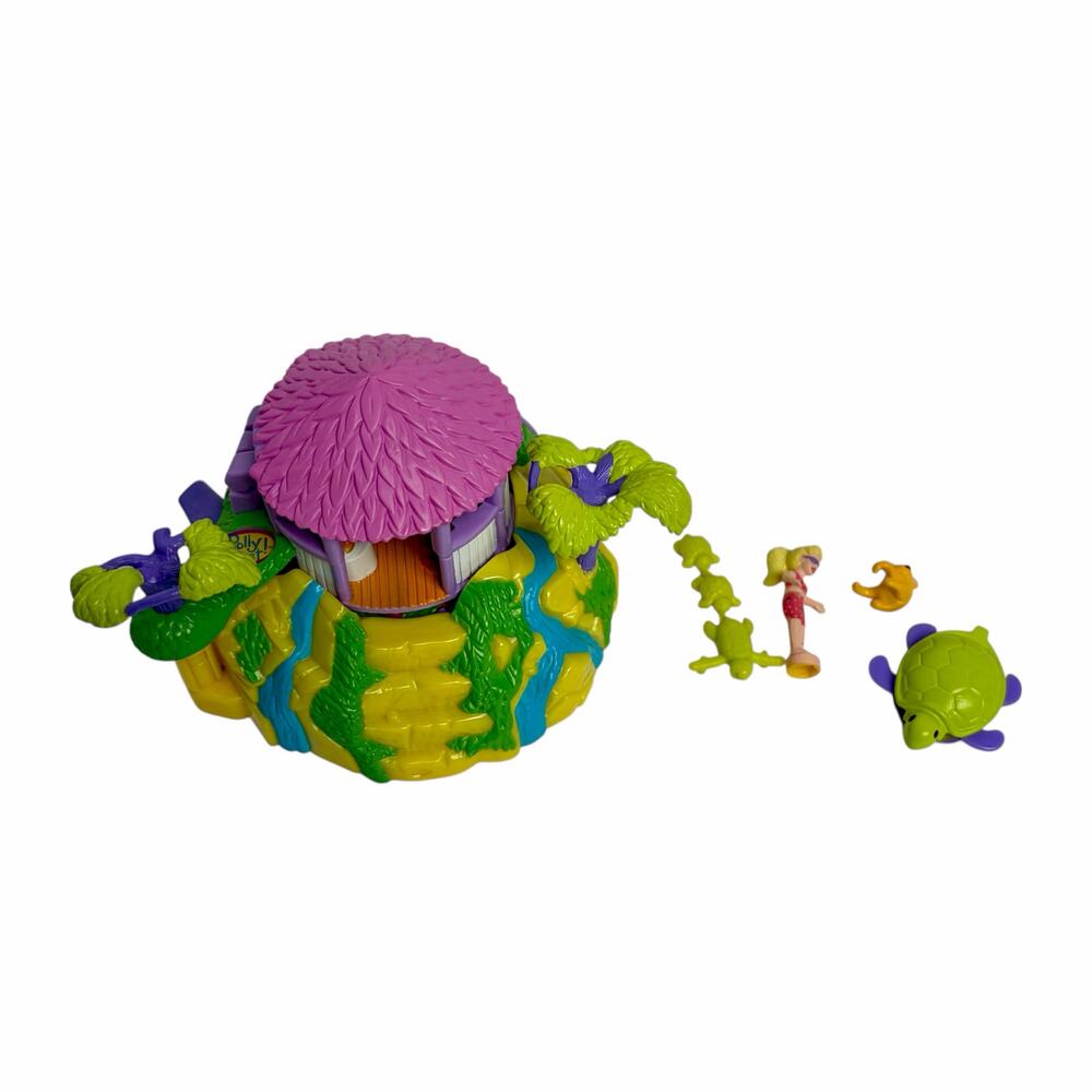 Vintage Polly Pocket Tropical Pets Jungle Hut Micro Playset